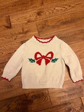 Little English Festive Sweater Red Bow Design 3T perfect conditio smoke pet free